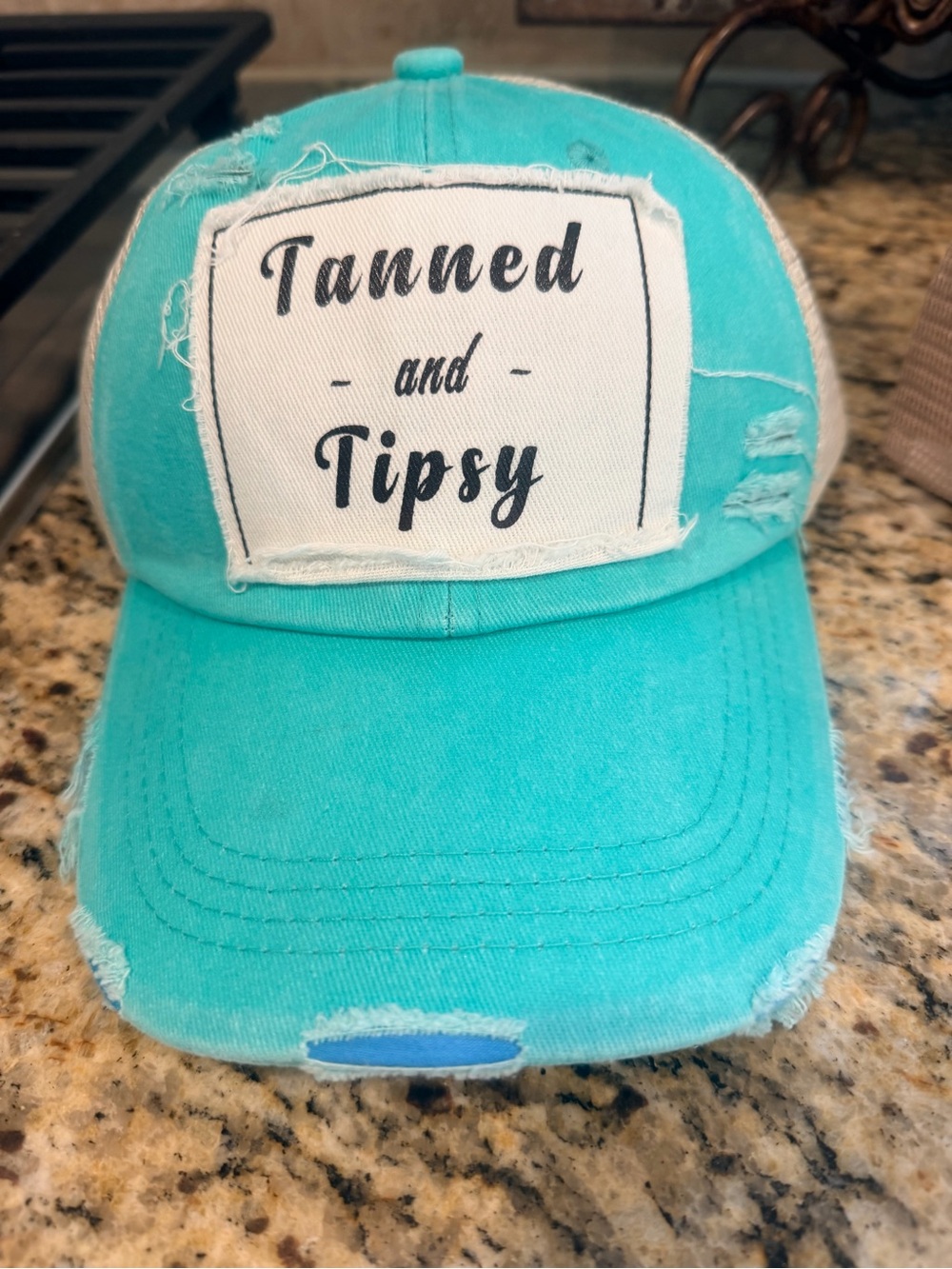 Tanned and Tipsy Turquoise Baseball Cap